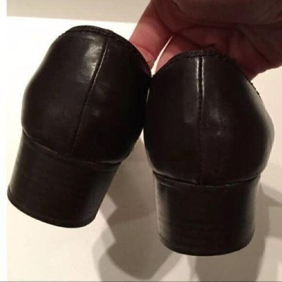 Sesto Meucci Womens Heels size 7 Brown Italian Leather square toe vintage 90s - Picture 5 of 7